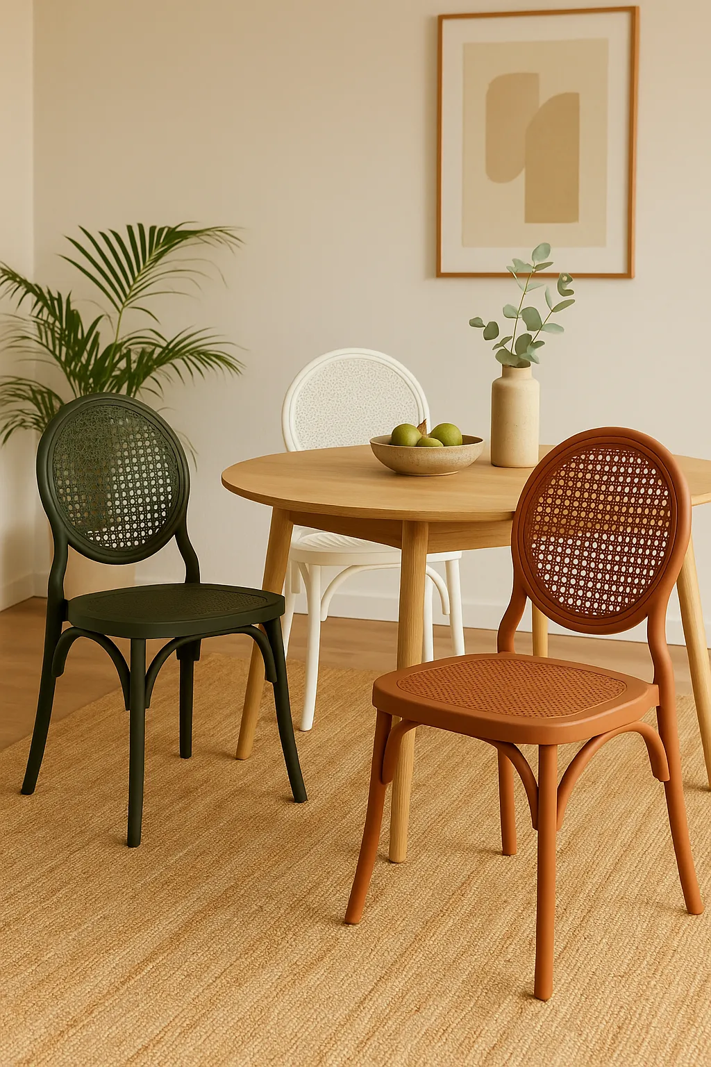 Cadeira Medalhão Assento Rattan