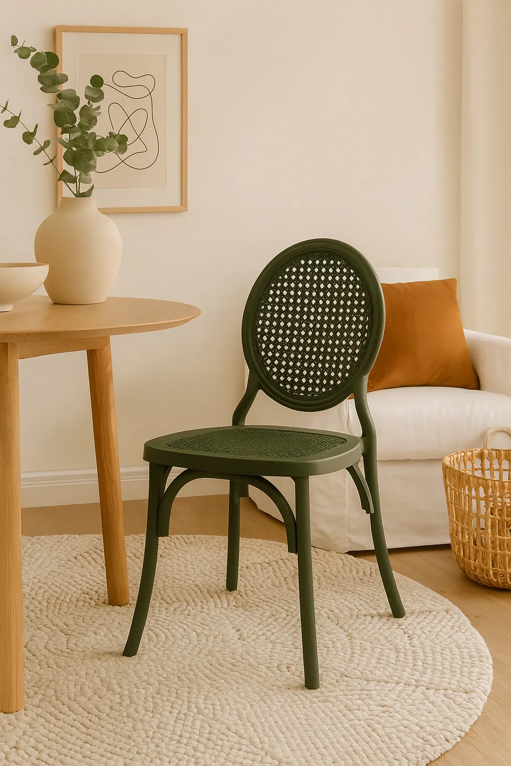 Cadeira Medalhão Assento Rattan