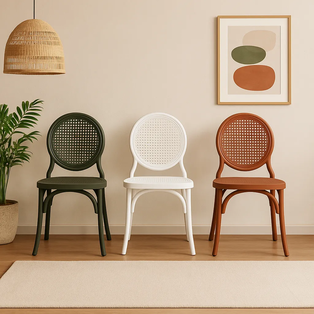 Cadeira Medalhão Assento Rattan