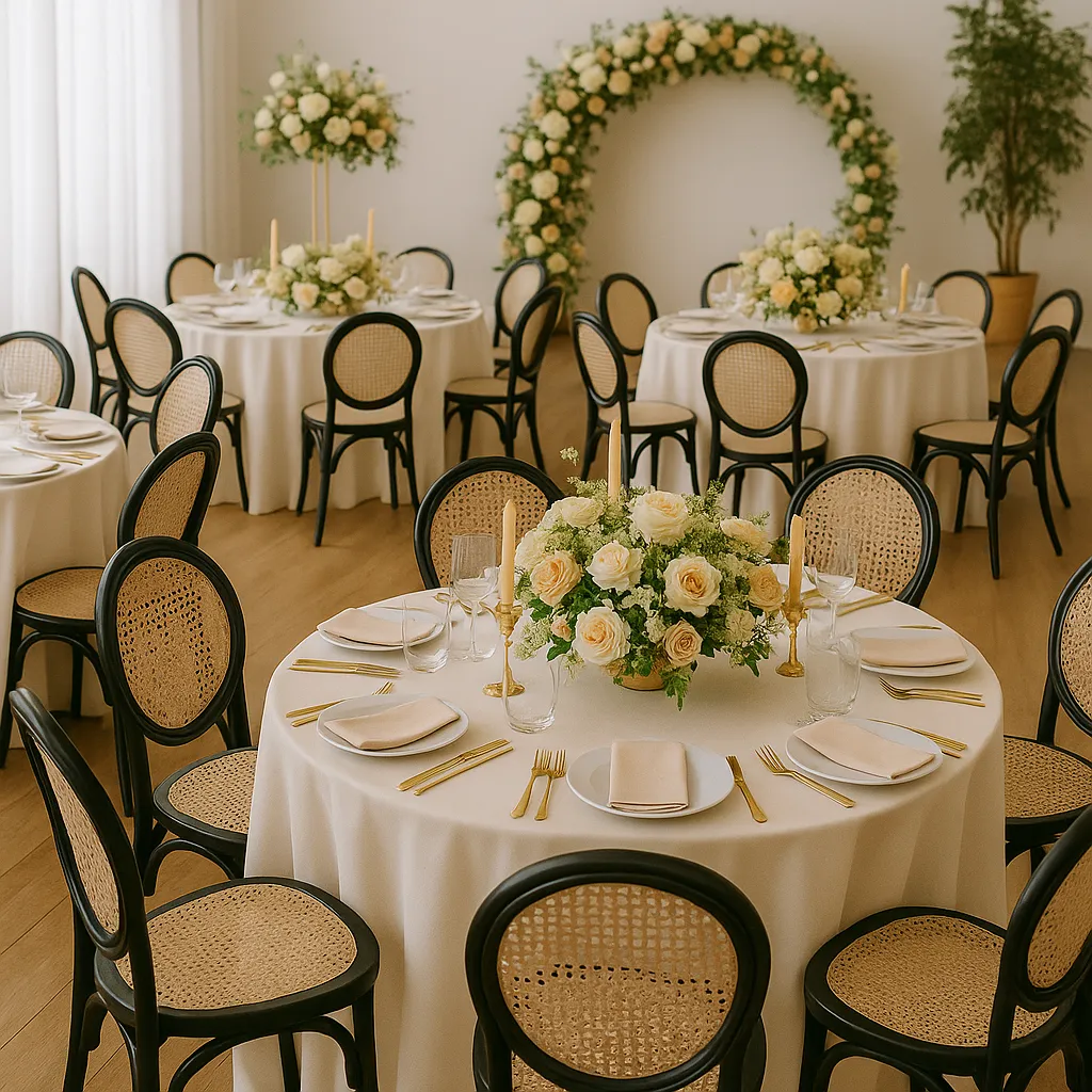 Cadeira Medalhão Assento Rattan