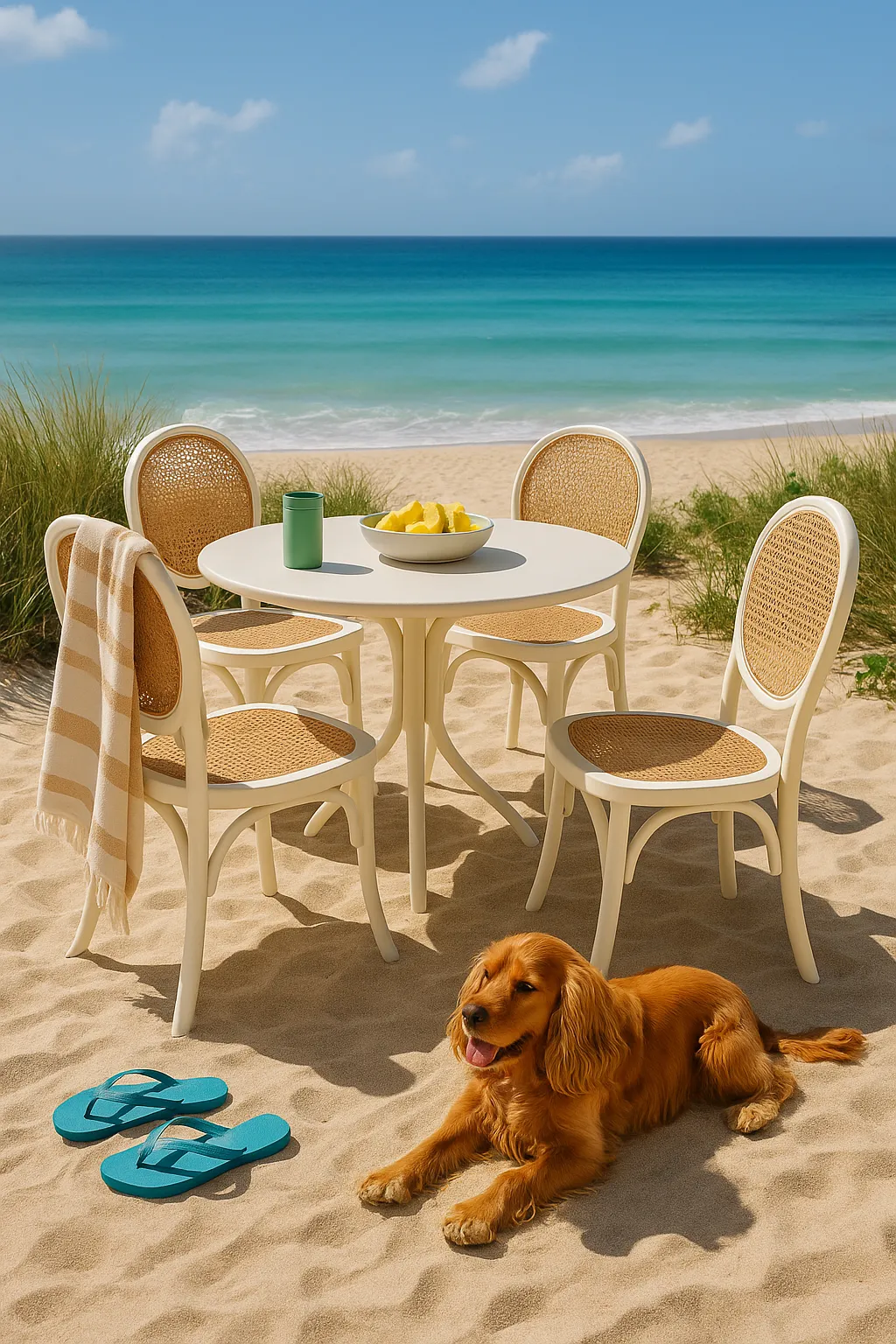 Cadeira Medalhão Assento Rattan