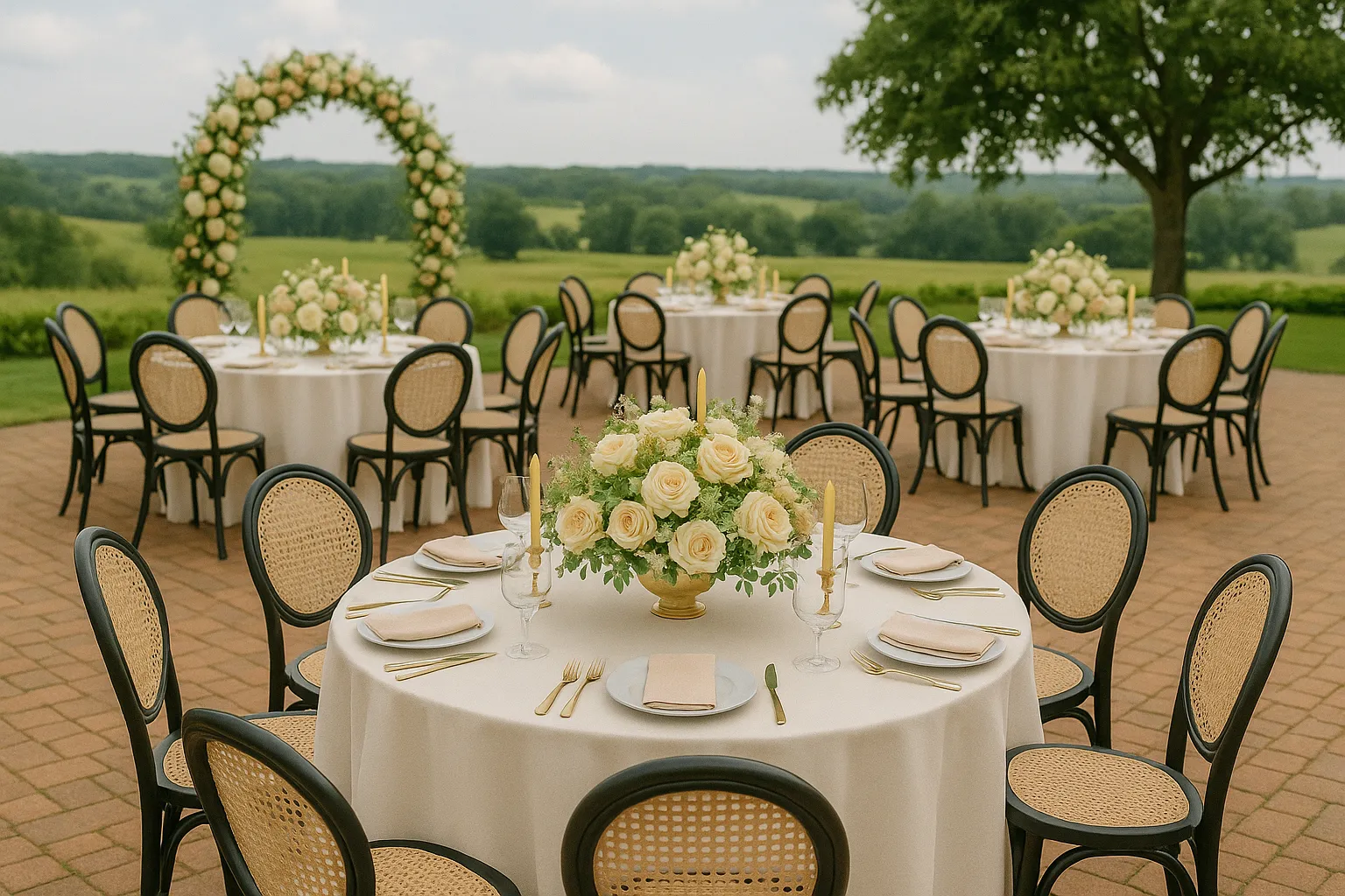 Cadeira Medalhão Assento Rattan