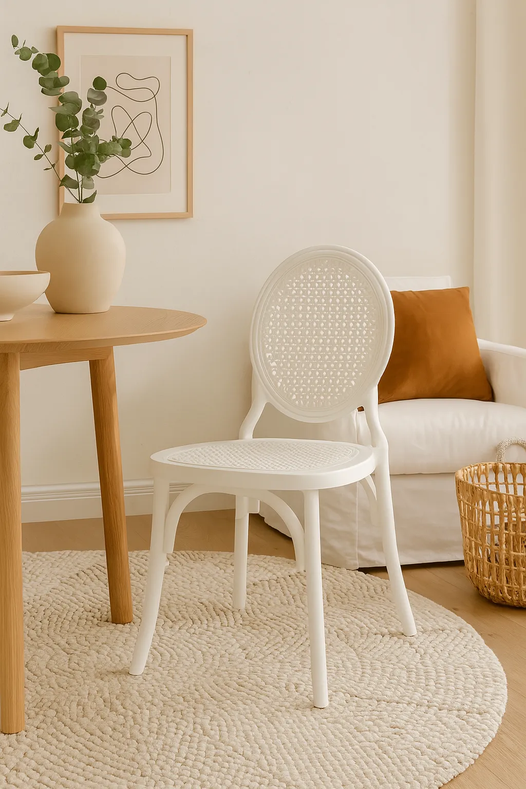 Cadeira Medalhão Assento Rattan