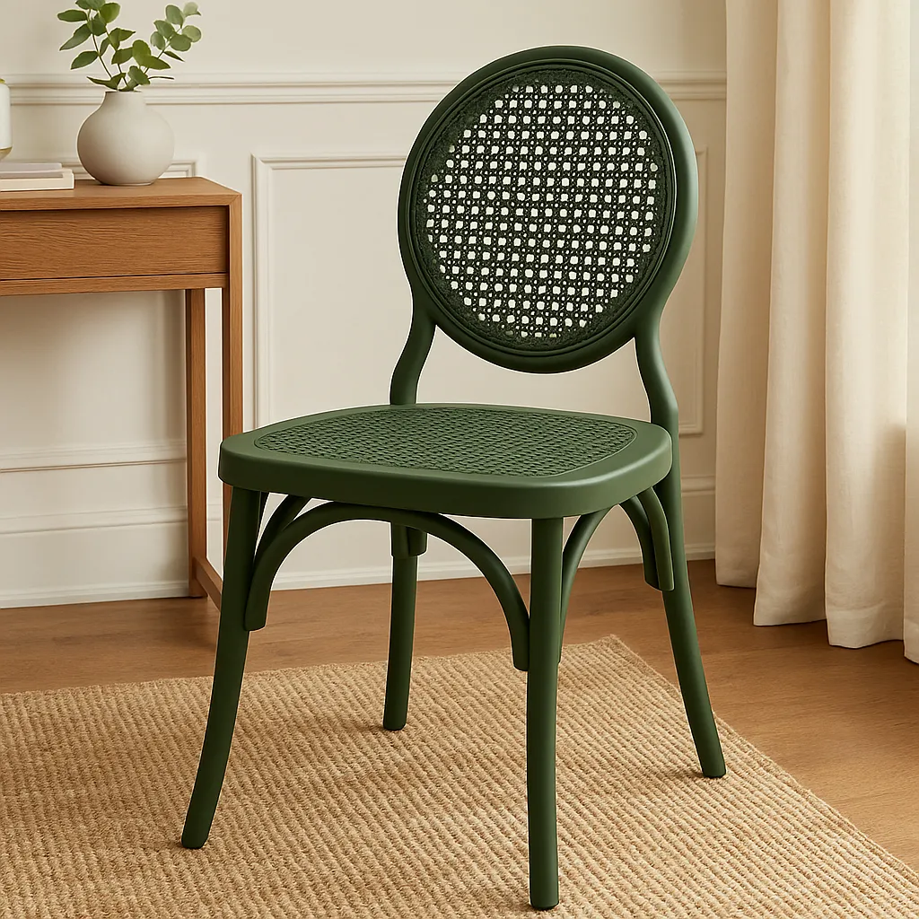 Cadeira Medalhão Assento Rattan